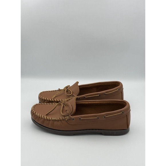 Minnetonka Camp Moc Men 9.5 Brown Leather Moccasin Driving Loafers Preppy main image 5